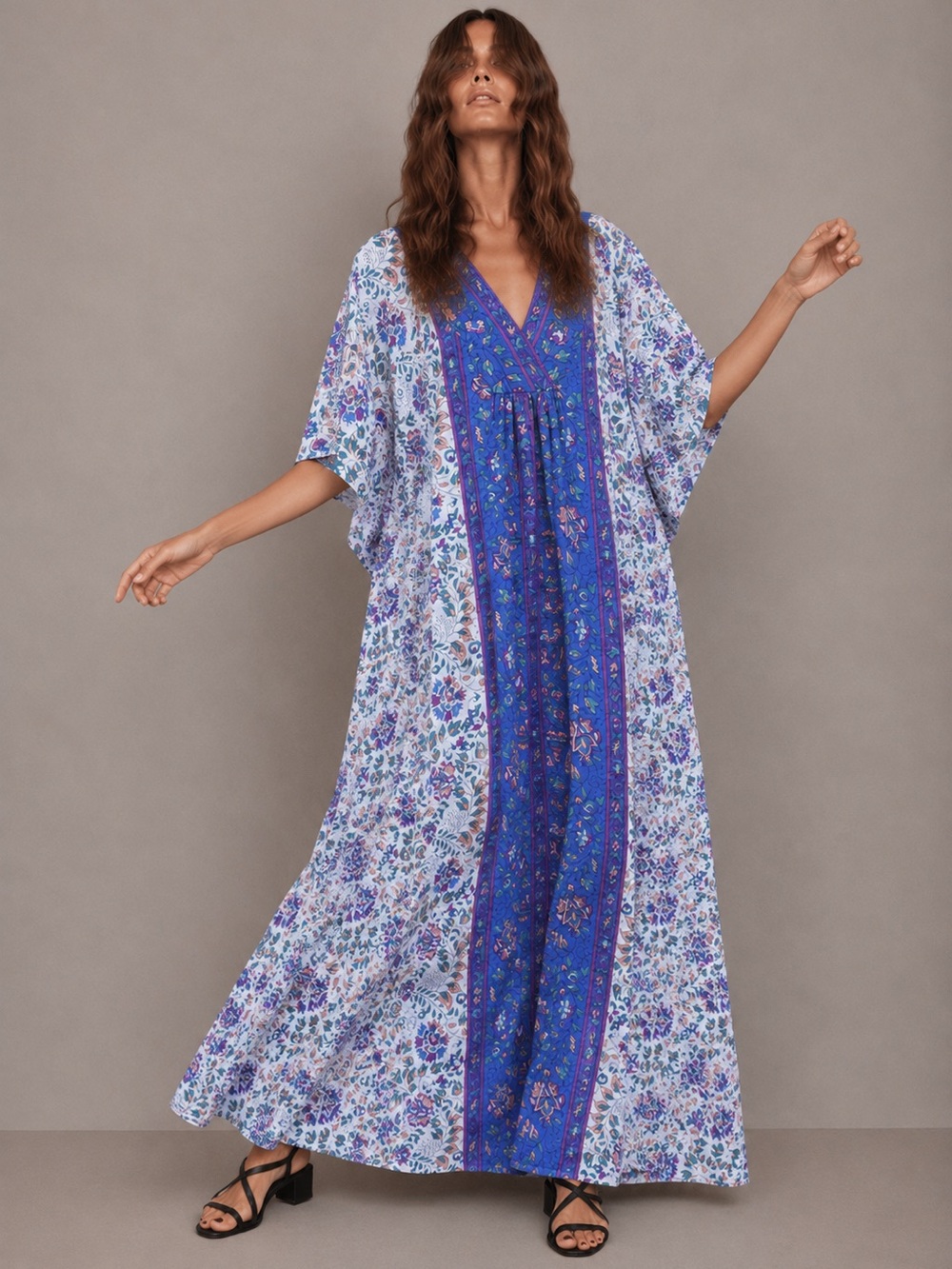Vtg 80s Floral Caftan by Phases